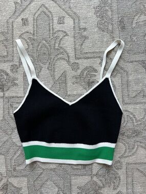 Alice + Olivia Black Cropped Knit Cami XS